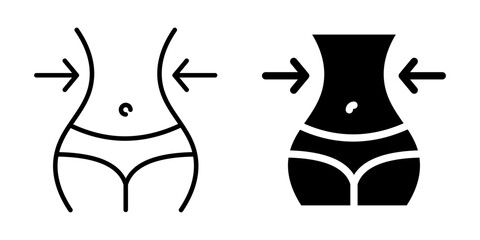 Slim waist icon representing body shaping. Silhouette and line style.