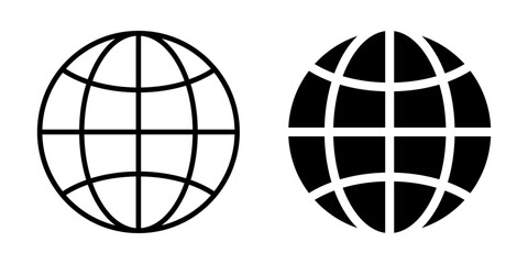 Global Network and World Wide Web symbol with globe. Silhouette and line style.