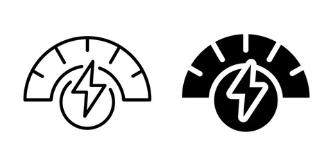 Electric energy efficiency meter icon. Silhouette and line style. © LOBSTER LARRY