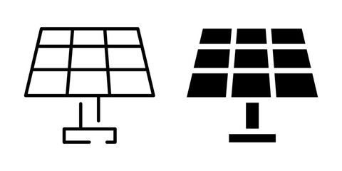 Solar panel icon for renewable energy. Silhouette and line style.