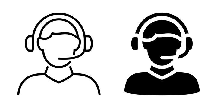 Customer support representative icon. Linear and silhouette style.