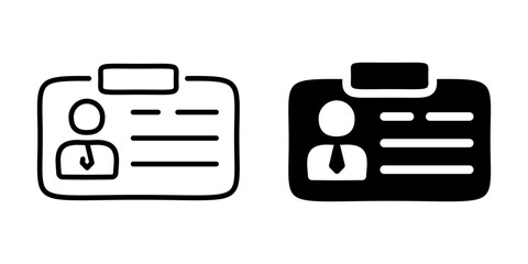 ID badge icon with profile and information. Linear and silhouette style.