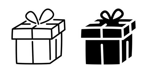 Gift box icon. Linear and silhouette style.