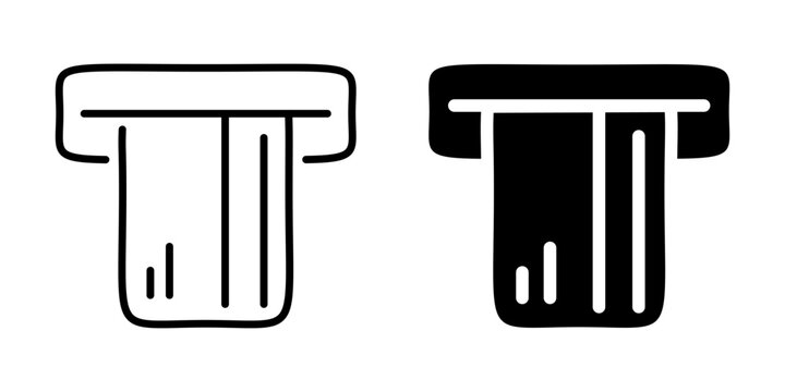 ATM card slot icon. Linear and silhouette style.