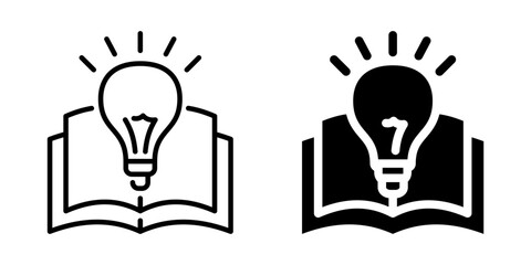 Creative idea generation through learning icon. Line and silhouette icon.