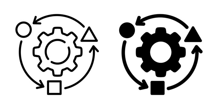 Process optimization and workflow icon. Line and silhouette icon.