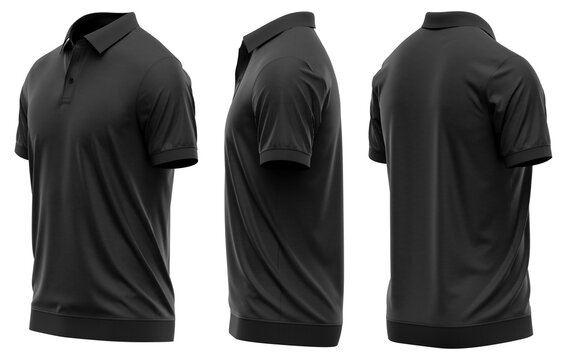 Polo shirt short sleeve with cuff rib hem and rib collar, men&rsquo;s style, 2-button placket. High-quality apparel design ( Black color )