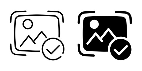 Image approved icon. Linear and silhouette style.