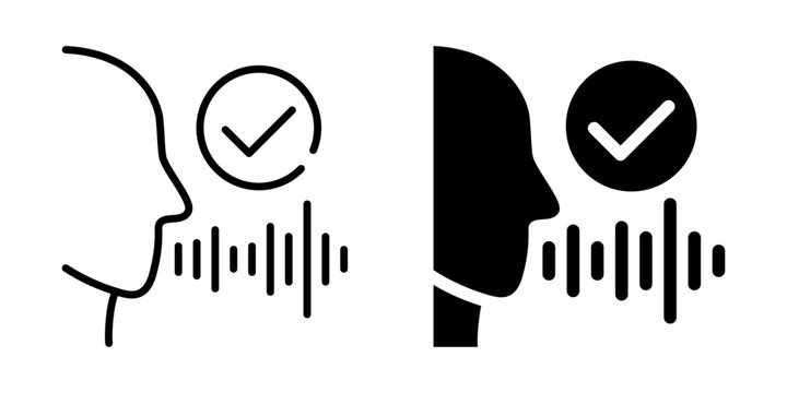Voice recognition icon. Linear and silhouette style.