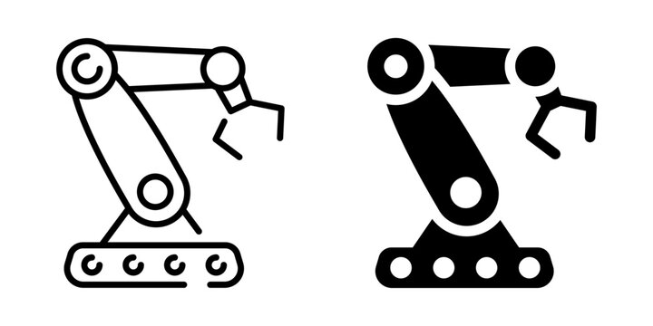 Robotic arm icon. Linear and silhouette style.