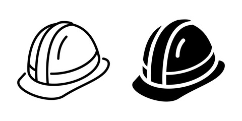 Hard hat safety helmet icon. Line and silhouette style.