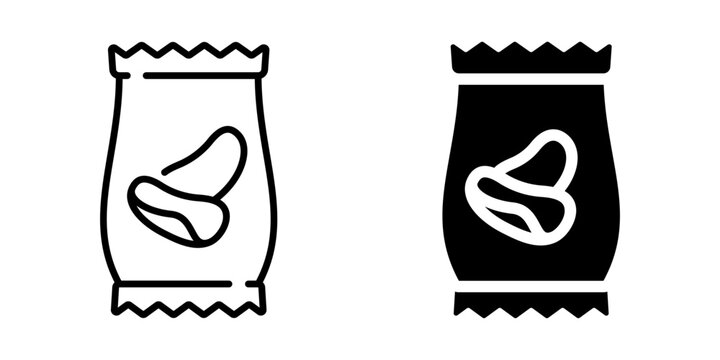 Potato chips bag icon. Line and silhouette style.