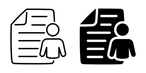 Resume profile document employee icon. Line and silhouette style.