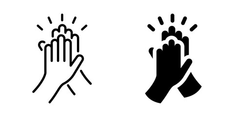 Hands clapping applause celebration icon. Line and silhouette style.
