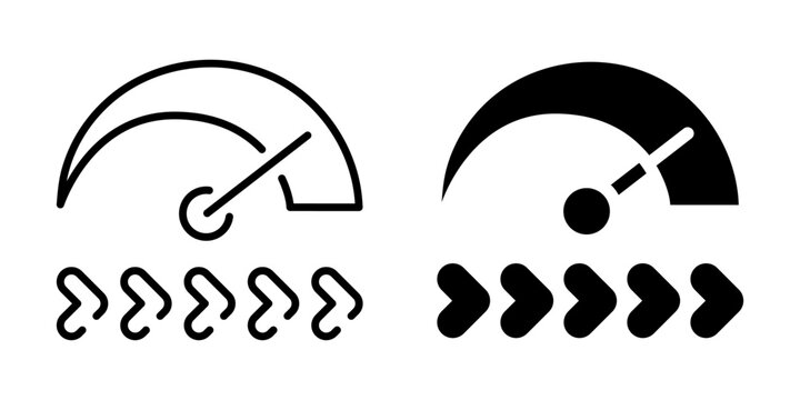 Performance speed progress boost icon. Line and silhouette style.