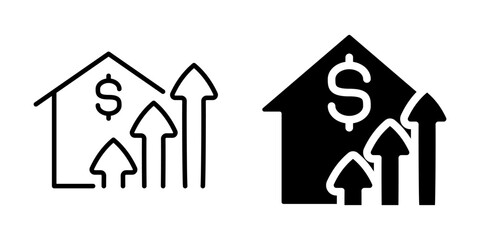 Financial growth icons: outline and silhouette designs for business success