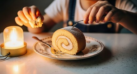  Nostalgic Mississippi Roll With Child's Hand and Vintage Plate