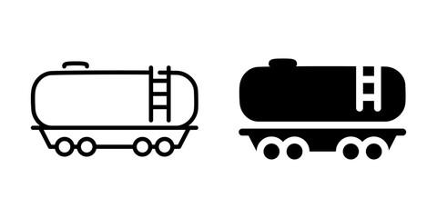 Minimalist tanker train icons with ladder elements in black and white outline