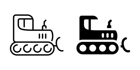 Minimalist tractor icons in bold and outline styles for modern design projects © LOBSTER LARRY
