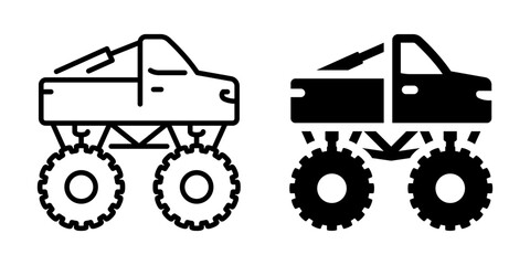 Bold outline and solid monster truck designs with big wheels © LOBSTER LARRY