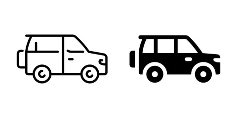 Simple car icons in minimalist black and white for automotive design