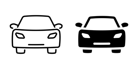 Linear and solid car front views: minimalist black and white design