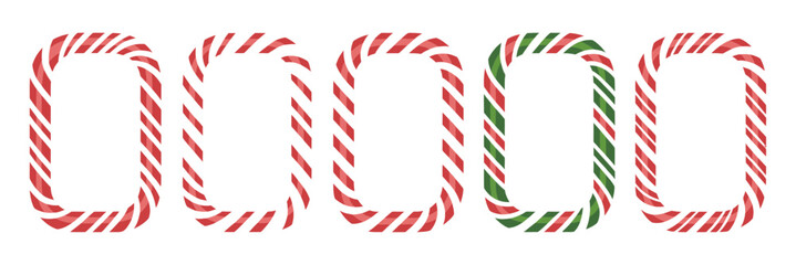 Glossy candy cane rectangle frames collection for holiday party invitations and greetings © Moynul