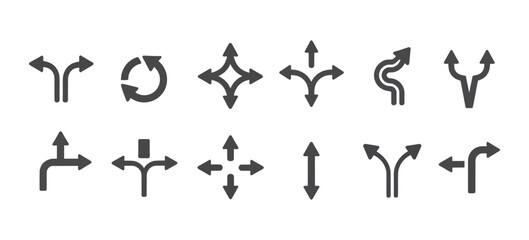 Navigation arrow icons set. Different direction signs. Web interface pointers vector © Moynul