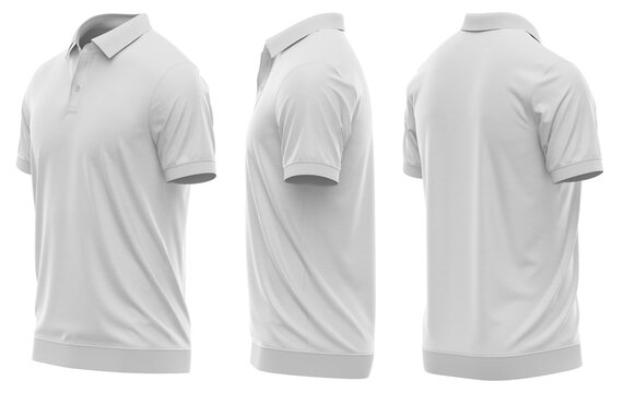 Polo shirt short sleeve with cuff rib hem and rib collar, men&rsquo;s style, 2-button placket. High-quality apparel design  ( White color )