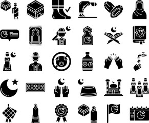 Islamic Religion and Culture Vector Glyph Icon Set