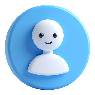Friendly blue avatar icon with smiling face for user profile and social media account identification design