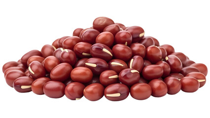 Closeup of fresh red kidney beans piled with natural lighting highlighting their texture and color on a transparent background PNG