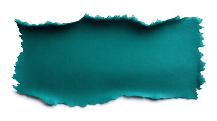 Teal paper with torn edges isolated on white background