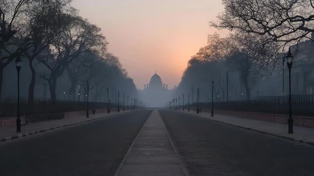 parliament of india seen from sansad marg delhi morning light zoom in video