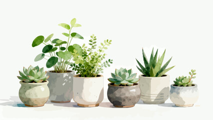 Obraz premium Potted succulents in ceramic pots