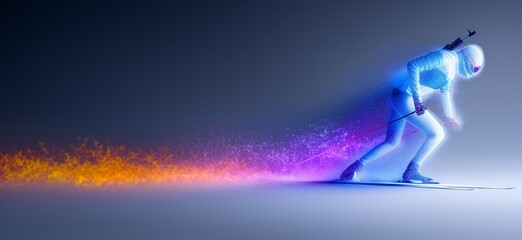 biathlon banner. biathlon dynamic wallpaper with colorful light trails on a dark background