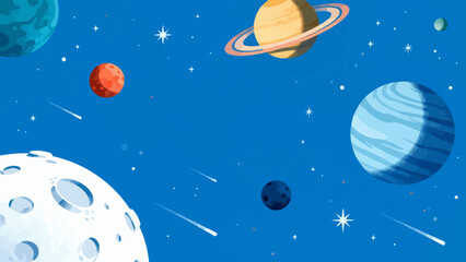 Space planets and stars in blue sky © Scuti