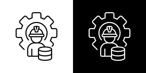 data engineer icon set in black and white outline vector illustration