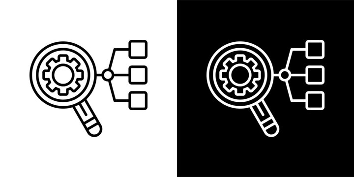 root cause analysis icon set in black and white outline vector illustration
