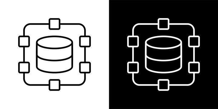 unstructured data icon set in black and white outline vector illustration
