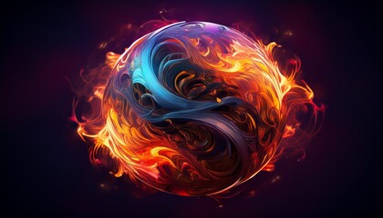 artistic flames forming sphere shape in motion