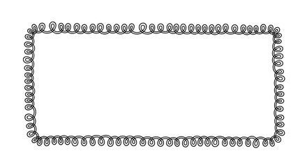 A hand-drawn rectangular frame with a loopy, curly, and spring-like border, giving a playful and whimsical feel to any design.