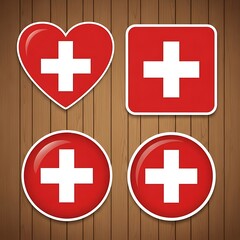 Fototapeta premium Medical Symbols Collection - Heart, Square, Circle, and Cross Designs.