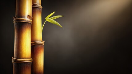 Stalks of golden plant material exhibit rich texture against a dark, diffused background