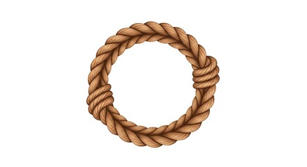 Circular Rope Frame Isolated on White Background.