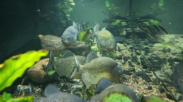 video of piranha fish that live in an aquarium