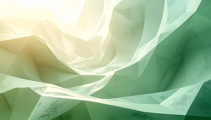 Smooth abstract green waves create a futuristic motion pattern with a blue gradient and digital curves for a light technology wallpaper design