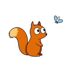 Cartoon squirrel sitting peacefully