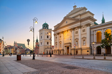 Warsaw, Poland - view of Academic St. Anna Church at dusk