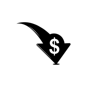 Downward arrow with dollar sign isolated on transparent background